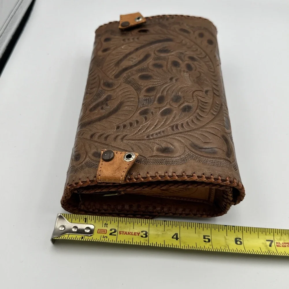 Handmade‎ Rawhide Leather Reversible Purse Handbag Floral Western Style